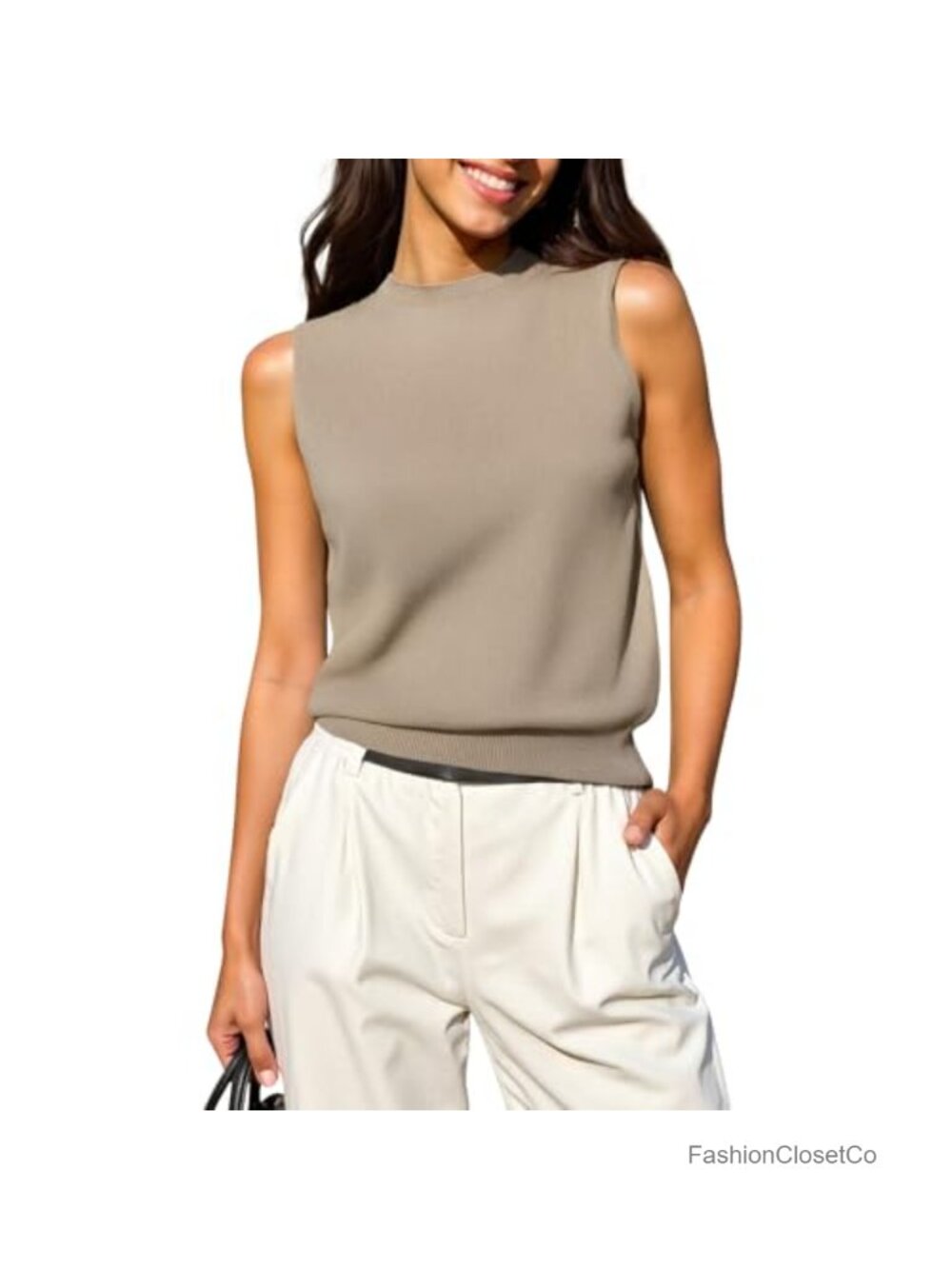 Women's Sleeveless Ribbed Knit Sweater Vest | Crew Neck Pullover Tank |